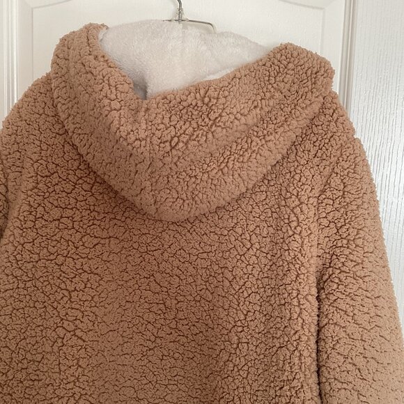 Me Jane Women's Open Front Teddy Jacket Coat Size S/P Hooded Sherpa Fleece Y2K - Picture 5 of 9